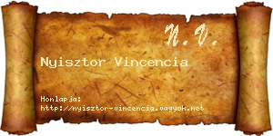 Nyisztor Vincencia névjegykártya